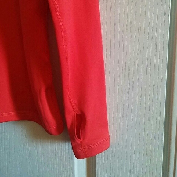NIKE PRO PULLOVER ORANGE MOCK NECK LONG SLEEVE THUMBHOLES MEDIUM M WOMENS MEDIUM - Picture 3 of 6